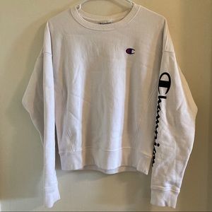 Classic White Champion Crewneck Sweatshirt